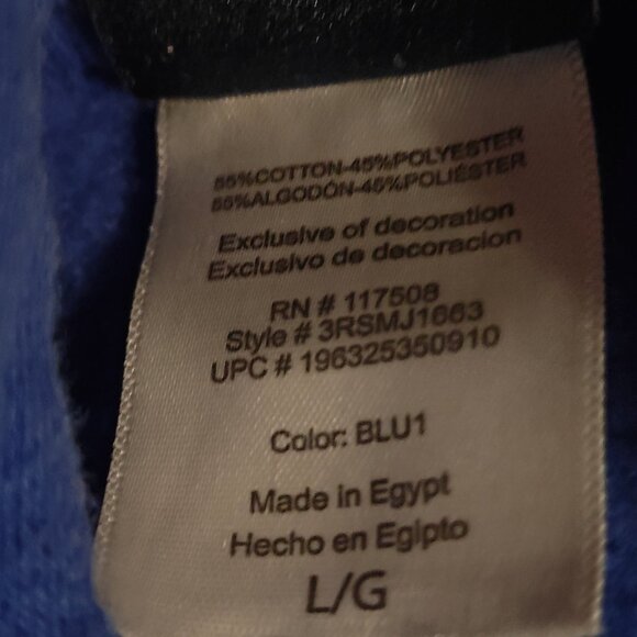 Reebok Men's Size L Hoodie Pullover Blue/White Identity Fleece Cotton Sweatshirt - Picture 13 of 14